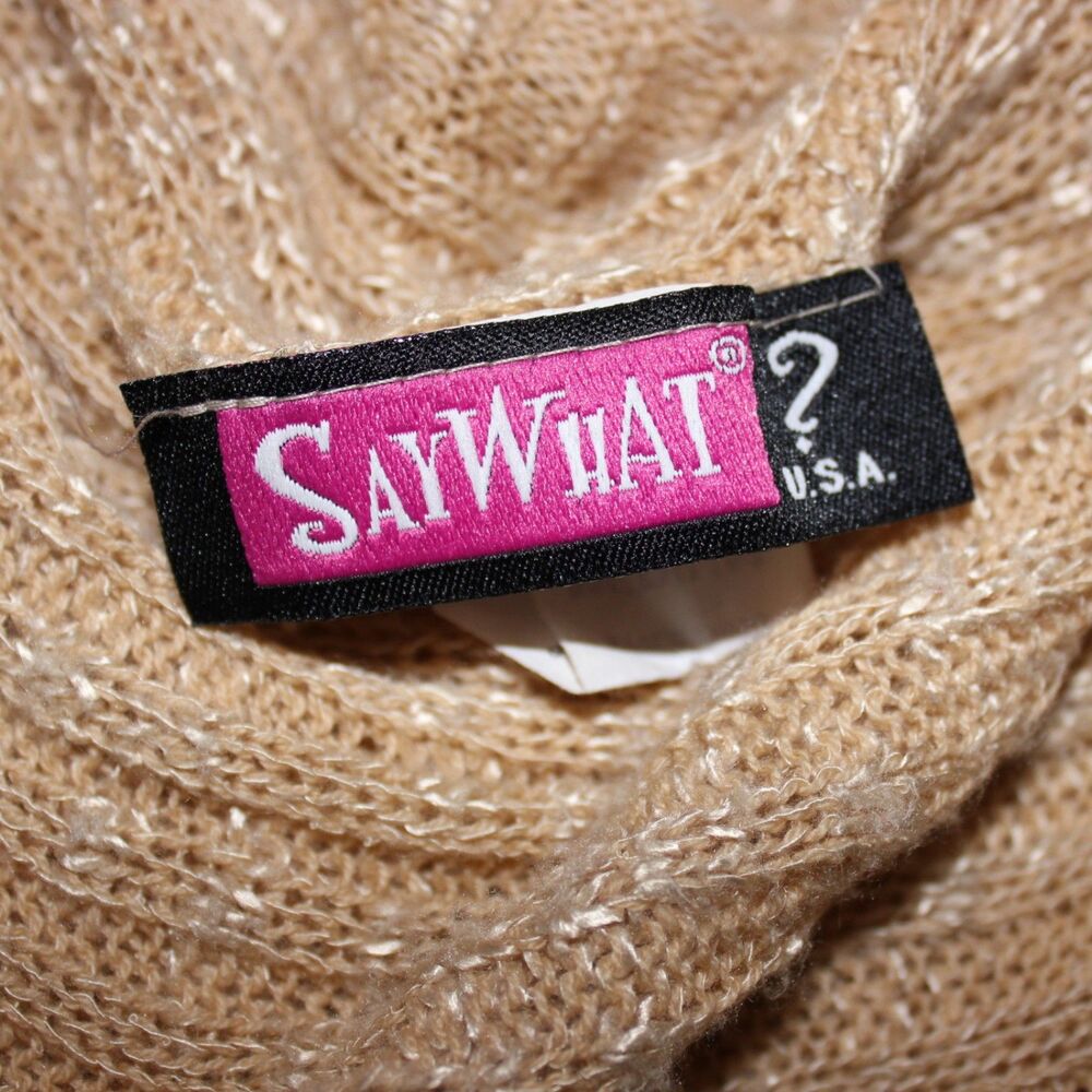 Y2K 90s Say What Beachy Fairy Crochet Long Duster Tan Short Sleeve Open Knit - Picture 5 of 5
